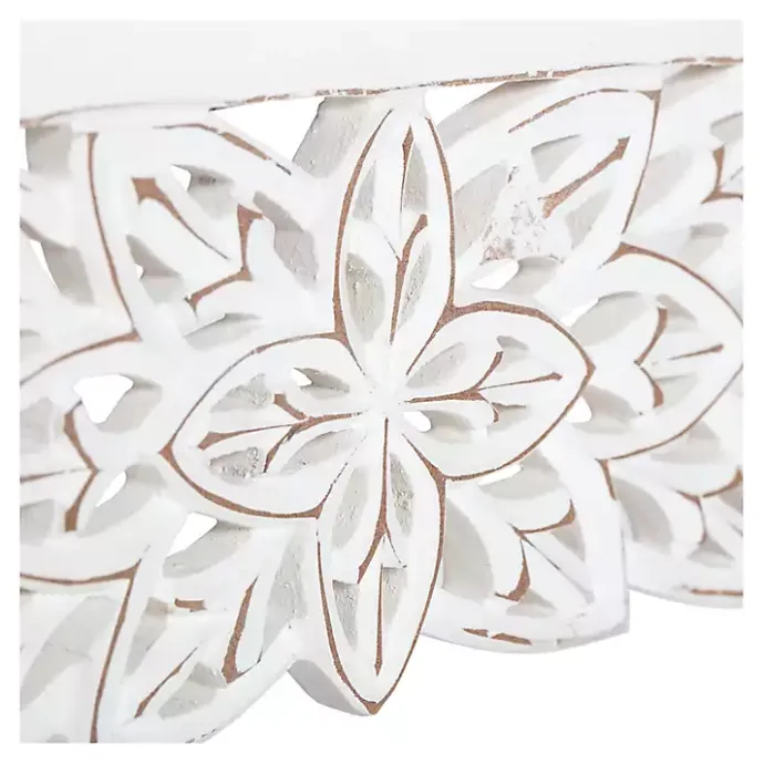 Online Kirklands Home White Carved Floral Decorative Wall Shelf