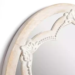 Online Kirklands Home White Carved Petal Wall Mirror