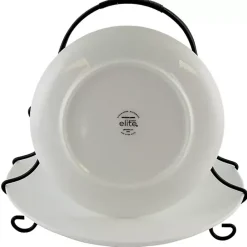 Clearance Kirklands Home Ceramic 2 Tiered Serving Set with Metal Rack White