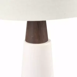 Outlet Kirklands Home Ceramic and Wood Cone Table Lamp White