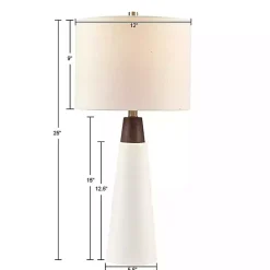 Outlet Kirklands Home Ceramic and Wood Cone Table Lamp White
