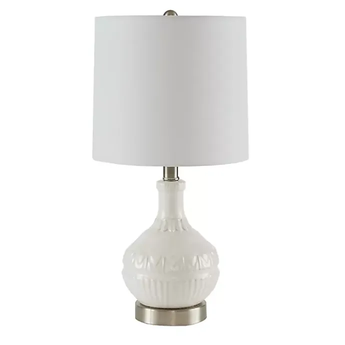 Hot Kirklands Home Ceramic Embossed Table Lamp White