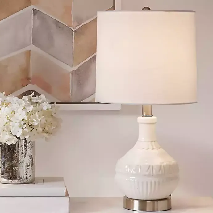 Hot Kirklands Home Ceramic Embossed Table Lamp White