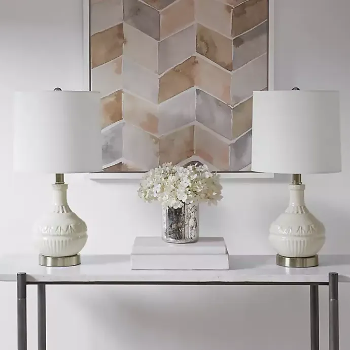 Hot Kirklands Home Ceramic Embossed Table Lamp White