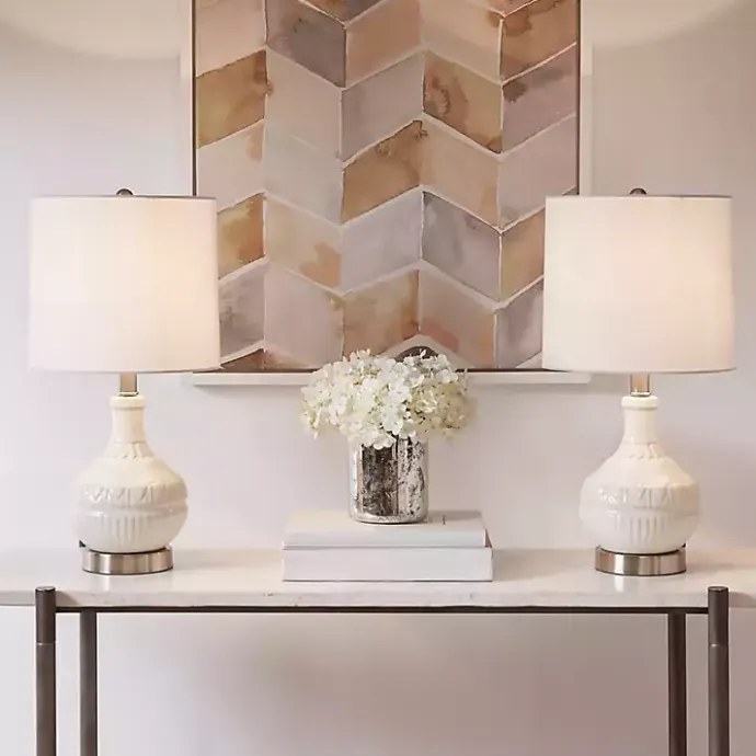 Hot Kirklands Home Ceramic Embossed Table Lamp White