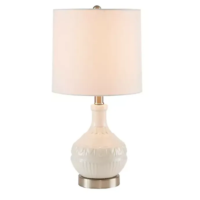 Hot Kirklands Home Ceramic Embossed Table Lamp White