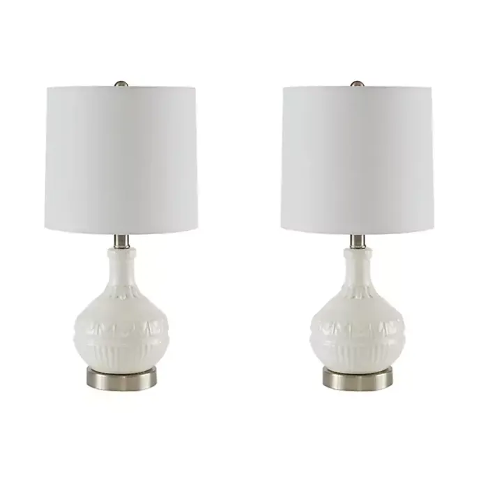 Hot Kirklands Home Ceramic Embossed Table Lamp White