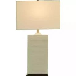 Hot Kirklands Home Ceramic Fluted Rectangular Table Lamp White