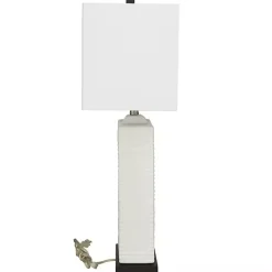 Hot Kirklands Home Ceramic Fluted Rectangular Table Lamp White