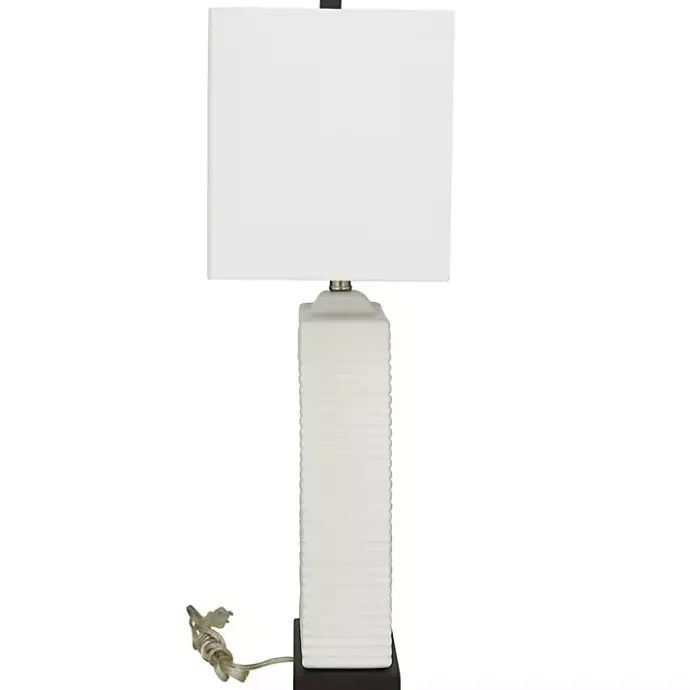 Hot Kirklands Home Ceramic Fluted Rectangular Table Lamp White