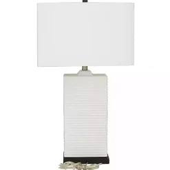 Hot Kirklands Home Ceramic Fluted Rectangular Table Lamp White