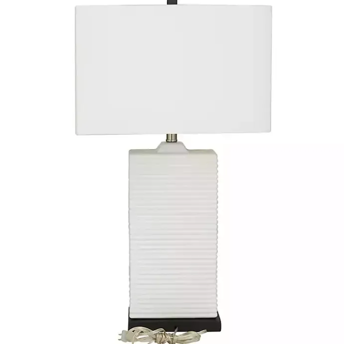 Hot Kirklands Home Ceramic Fluted Rectangular Table Lamp White