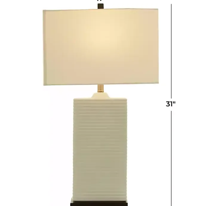 Hot Kirklands Home Ceramic Fluted Rectangular Table Lamp White