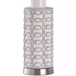 Sale Kirklands Home White Ceramic Geometric Table Lamp with Shade Blue