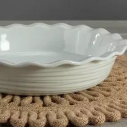 Discount Kirklands Home Ceramic Scalloped Pie Dish White