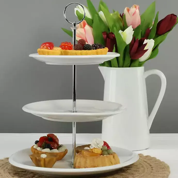 Clearance Kirklands Home Ceramic 3-Tier Serving Stand White
