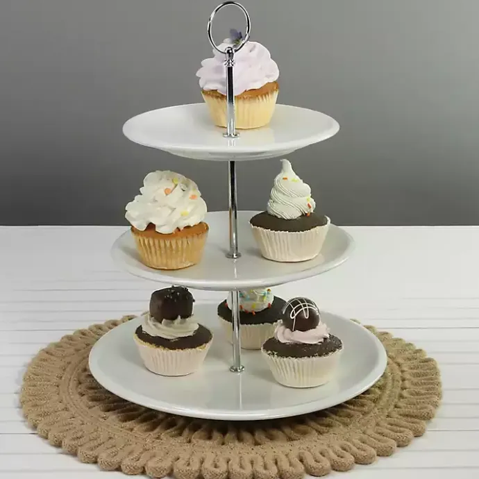 Clearance Kirklands Home Ceramic 3-Tier Serving Stand White