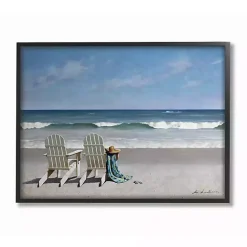 Online Kirklands Home White Chairs on the Beach Framed Giclee Canvas Art