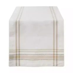 New Kirklands Home Chambray French Stripe Table Runner, 72 in. White