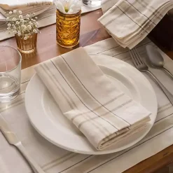 Sale Kirklands Home Chambray French Stripe Napkins, Set of 6 White