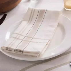 Sale Kirklands Home Chambray French Stripe Napkins, Set of 6 White