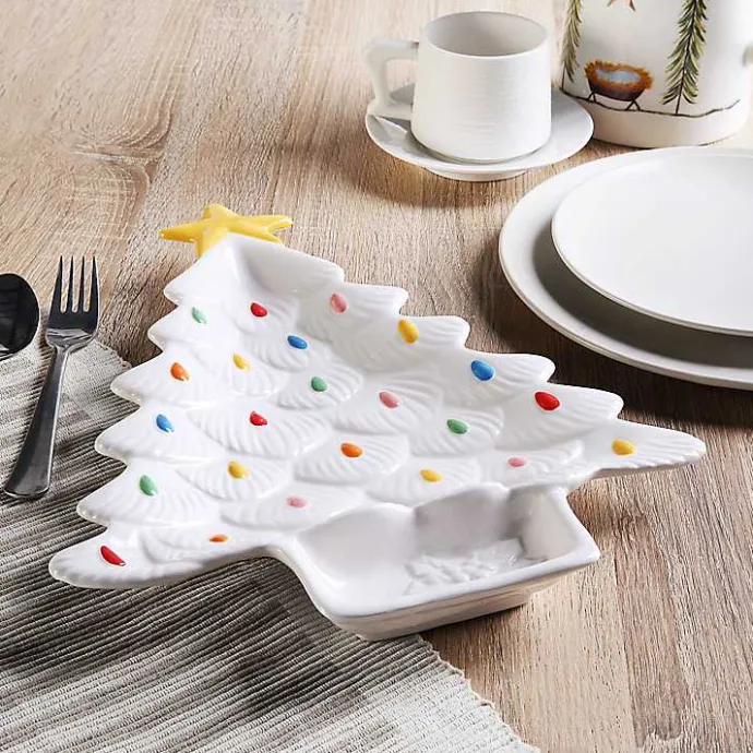 Sale Kirklands Home Christmas Tree Serving Platter White
