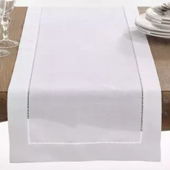 Hot Kirklands Home Classic Hemstitch Border Polyester Runner White
