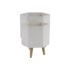 Online Kirklands Home Clay and Wood Hexagon Planters, Set of 2 White