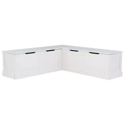Hot Kirklands Home White Corner Bench with Black Cushions