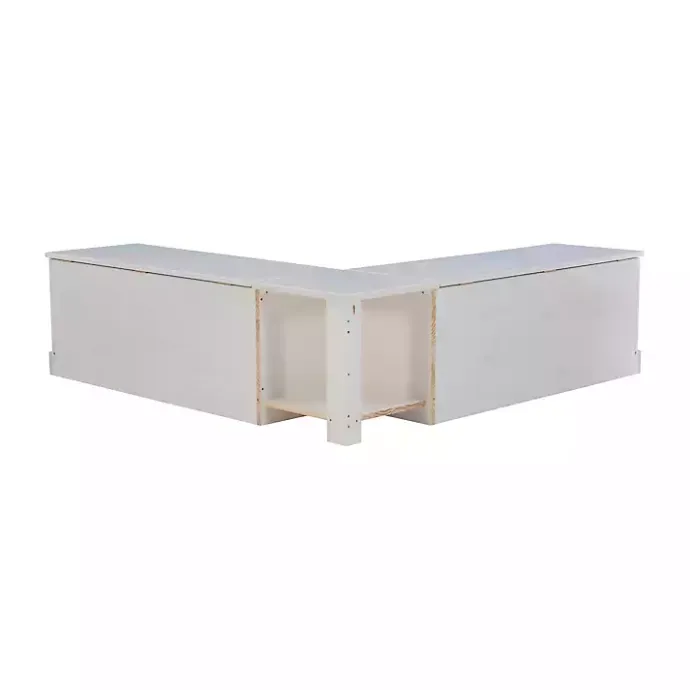 Hot Kirklands Home White Corner Bench with Black Cushions