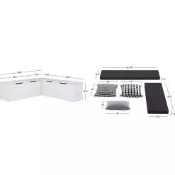 Hot Kirklands Home White Corner Bench with Black Cushions