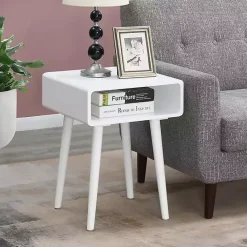 Sale Kirklands Home Curved Edge Open Shelf Accent Table White