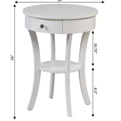 Kirklands Home Curved Legs Round Drawer Accent Table White