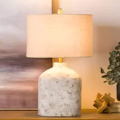 Kirklands Home Distressed Narrow Table Lamp White