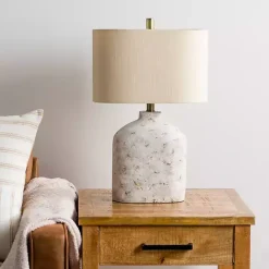 Kirklands Home Distressed Narrow Table Lamp White
