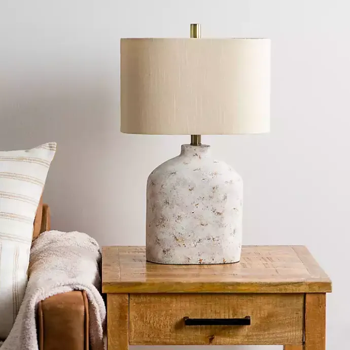 Kirklands Home Distressed Narrow Table Lamp White