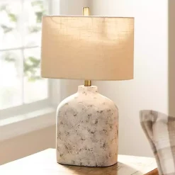 Kirklands Home Distressed Narrow Table Lamp White