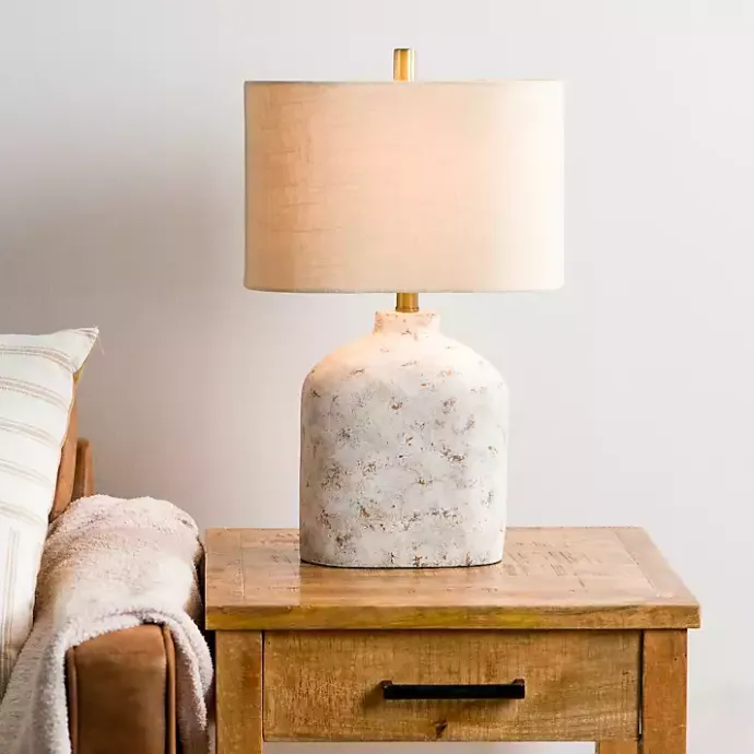 Kirklands Home Distressed Narrow Table Lamp White