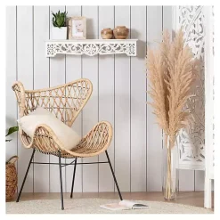 Outlet Kirklands Home White Distressed Wood Carved Floral Shelf