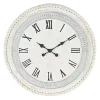 Outlet Kirklands Home White Distressed Wood Round Beaded Wall Clock