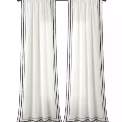 New Kirklands Home Embroidered Ric Rac Curtain Panel, 84 in. White