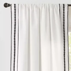 New Kirklands Home Embroidered Ric Rac Curtain Panel, 84 in. White