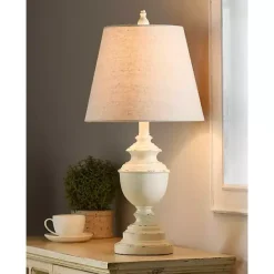 New Kirklands Home White Farmhouse Accent Table Lamp Tan