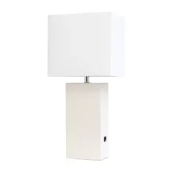 Hot Kirklands Home Faux Leather Charging Table Lamp White