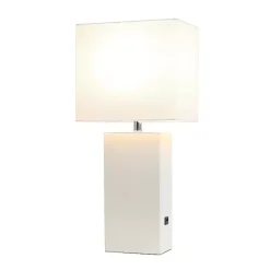 Hot Kirklands Home Faux Leather Charging Table Lamp White