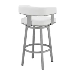 Outlet Kirklands Home Faux Leather Lorin Swivel Counter Stool White