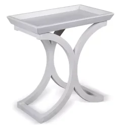 Discount Kirklands Home Fir Wood Curved Tray C-Table White