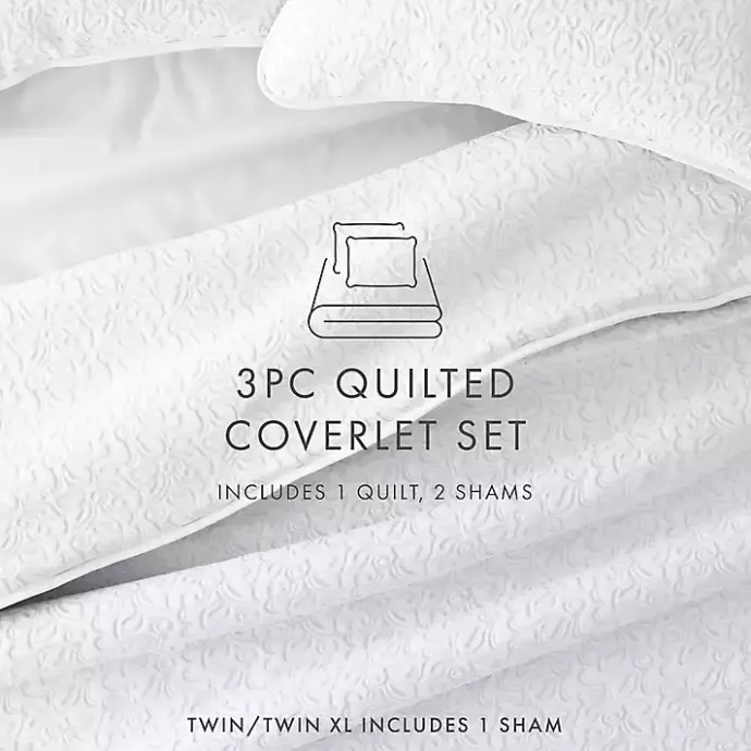 Outlet Kirklands Home Floral Stitch 3-pc. Queen Quilt Set White