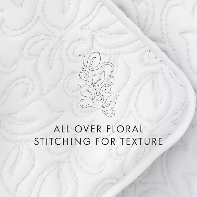 Outlet Kirklands Home Floral Stitch 3-pc. Queen Quilt Set White