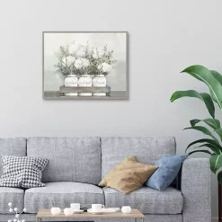 Kirklands Home Flower Jars Framed Canvas Art Print White